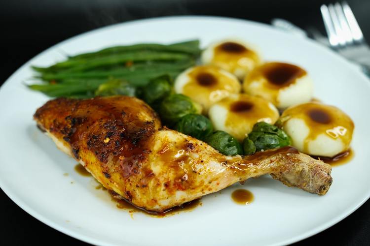 Paleo Roasted Chicken, Potatoes with Green Beans and Brussel Sprouts Recipe