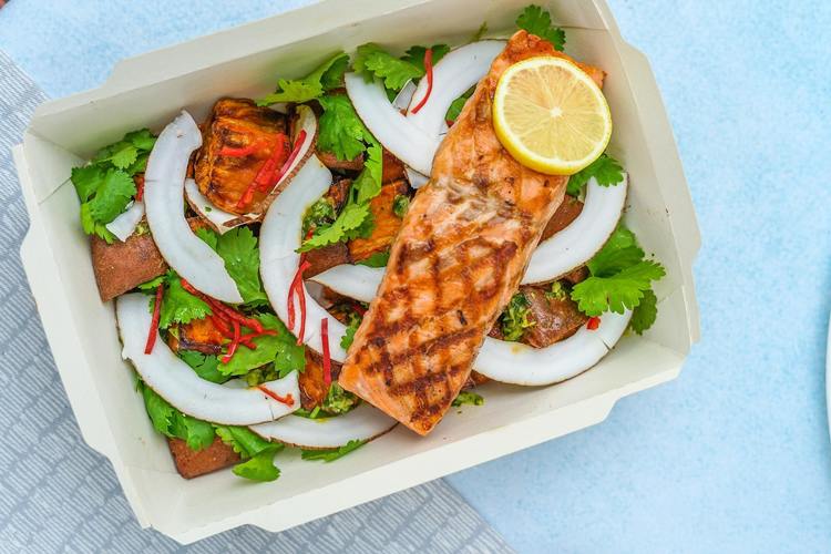 Paleo Recipe - Paleo Grilled Salmon with Coconut and Vegetable Salad
