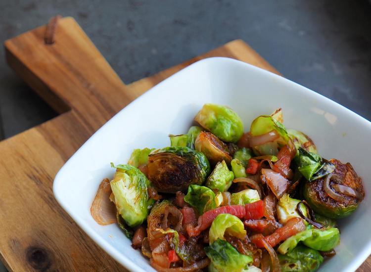 Paleo Recipe - Paleo Brussels Sprouts, Bacon and Caramalized Onions