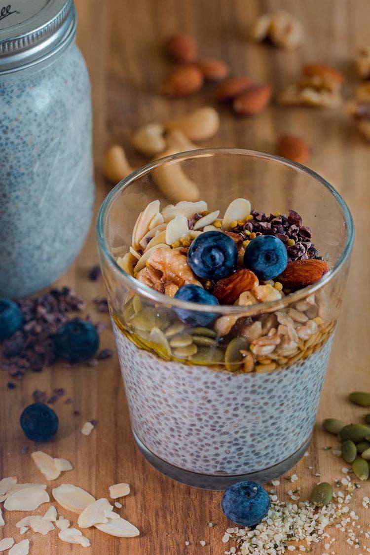 Paleo Chia Pudding with Blueberries, Almonds and Honey