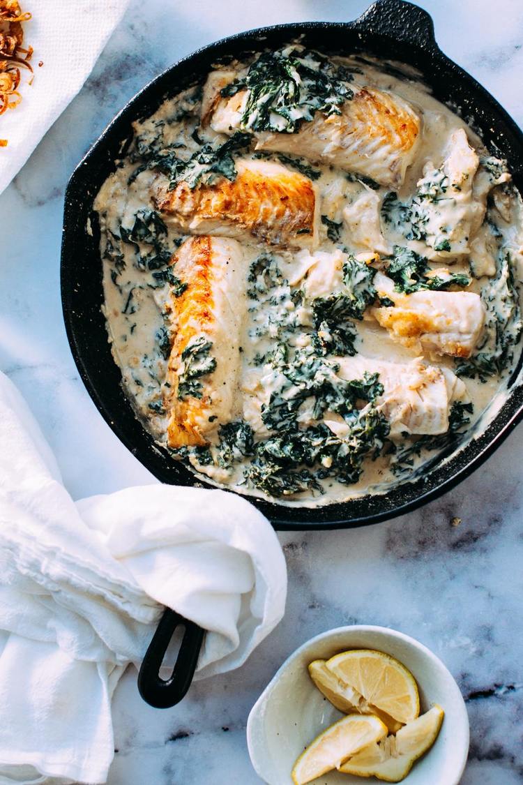 Paleo Recipe - Paleo Salmon and Spinach Dinner with Tahini and Lemons